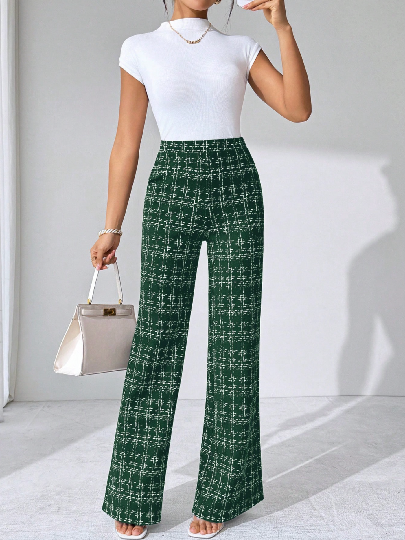Olivia Tweed Plaid Flare Pants