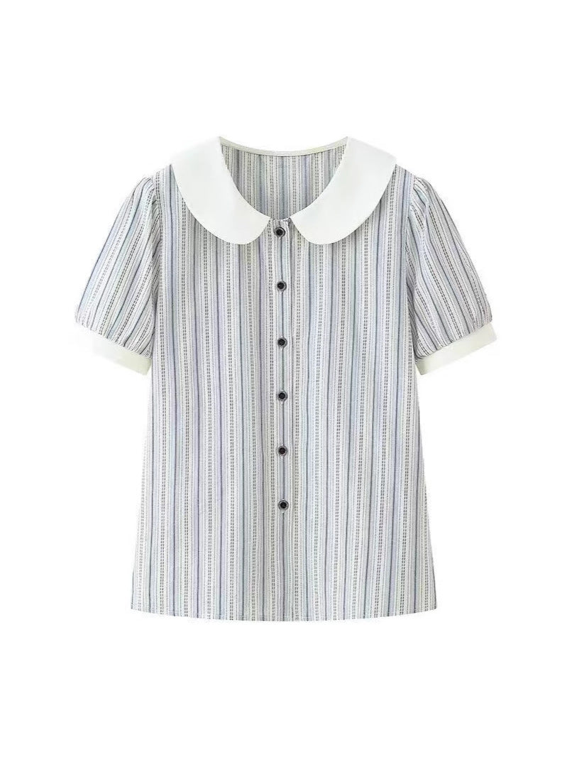 Liora™ Striped Doll-Collar Shirt