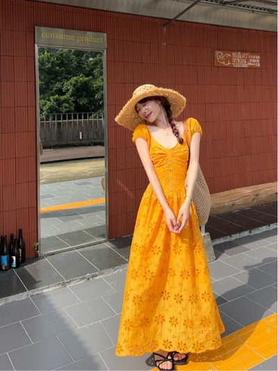 Renee™ Hollow Puff Sleeve Dress