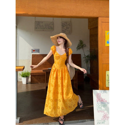 Renee™ Hollow Puff Sleeve Dress