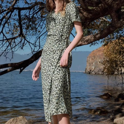 Thessaly™ Green Floral Midi Dress