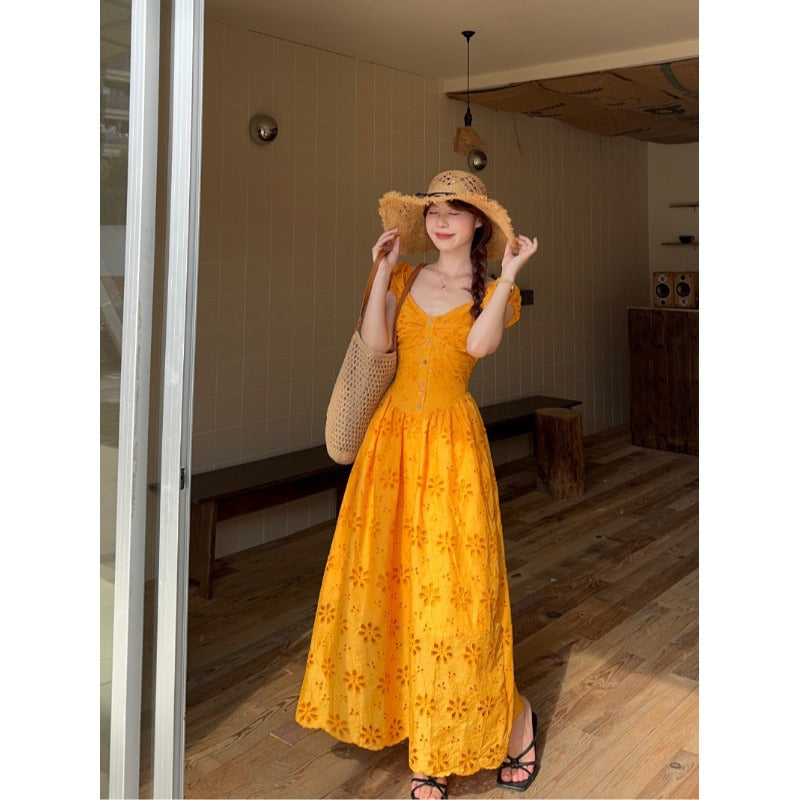 Renee™ Hollow Puff Sleeve Dress