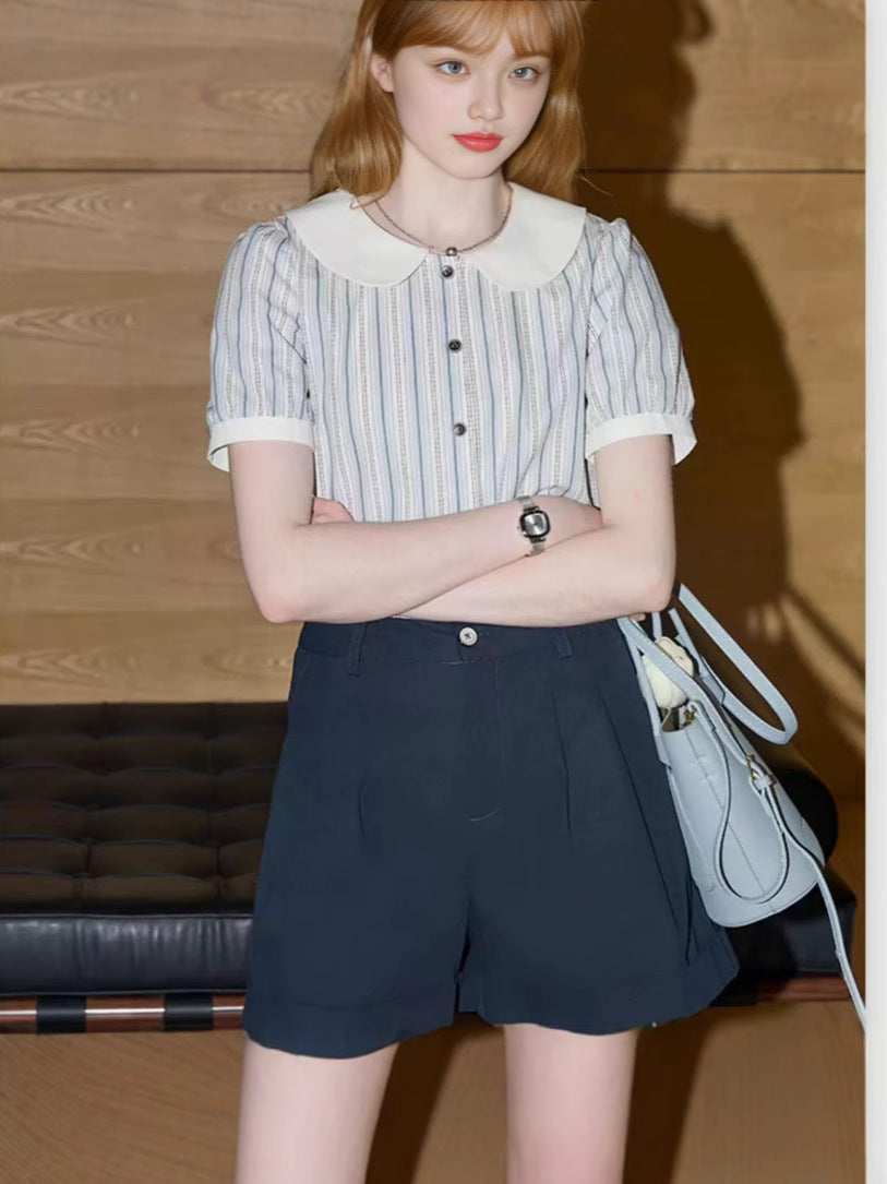Liora™ Striped Doll-Collar Shirt
