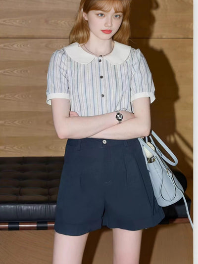 Liora™ Striped Doll-Collar Shirt