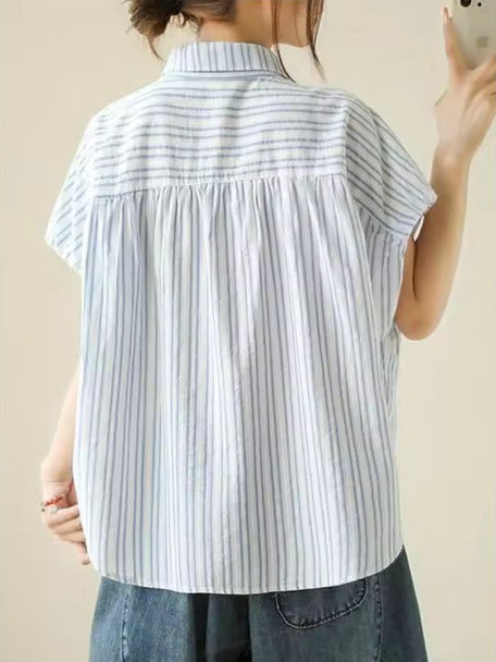 Noelia Fresh Stripes Short Sleeve Blouse