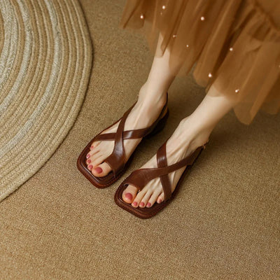 Italian Leather Cross Sandals