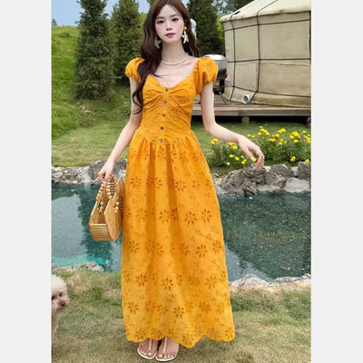 Renee™ Hollow Puff Sleeve Dress