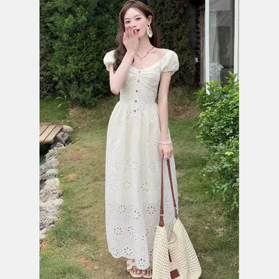 Renee™ Hollow Puff Sleeve Dress
