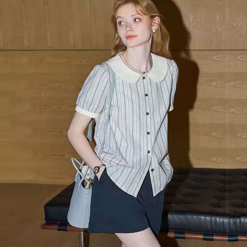 Liora™ Striped Doll-Collar Shirt