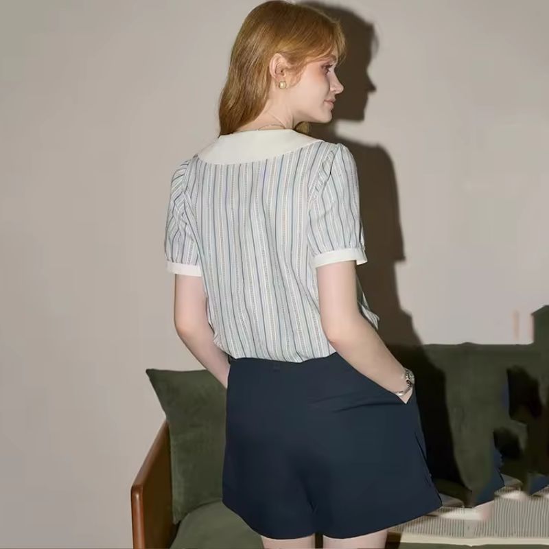 Liora™ Striped Doll-Collar Shirt